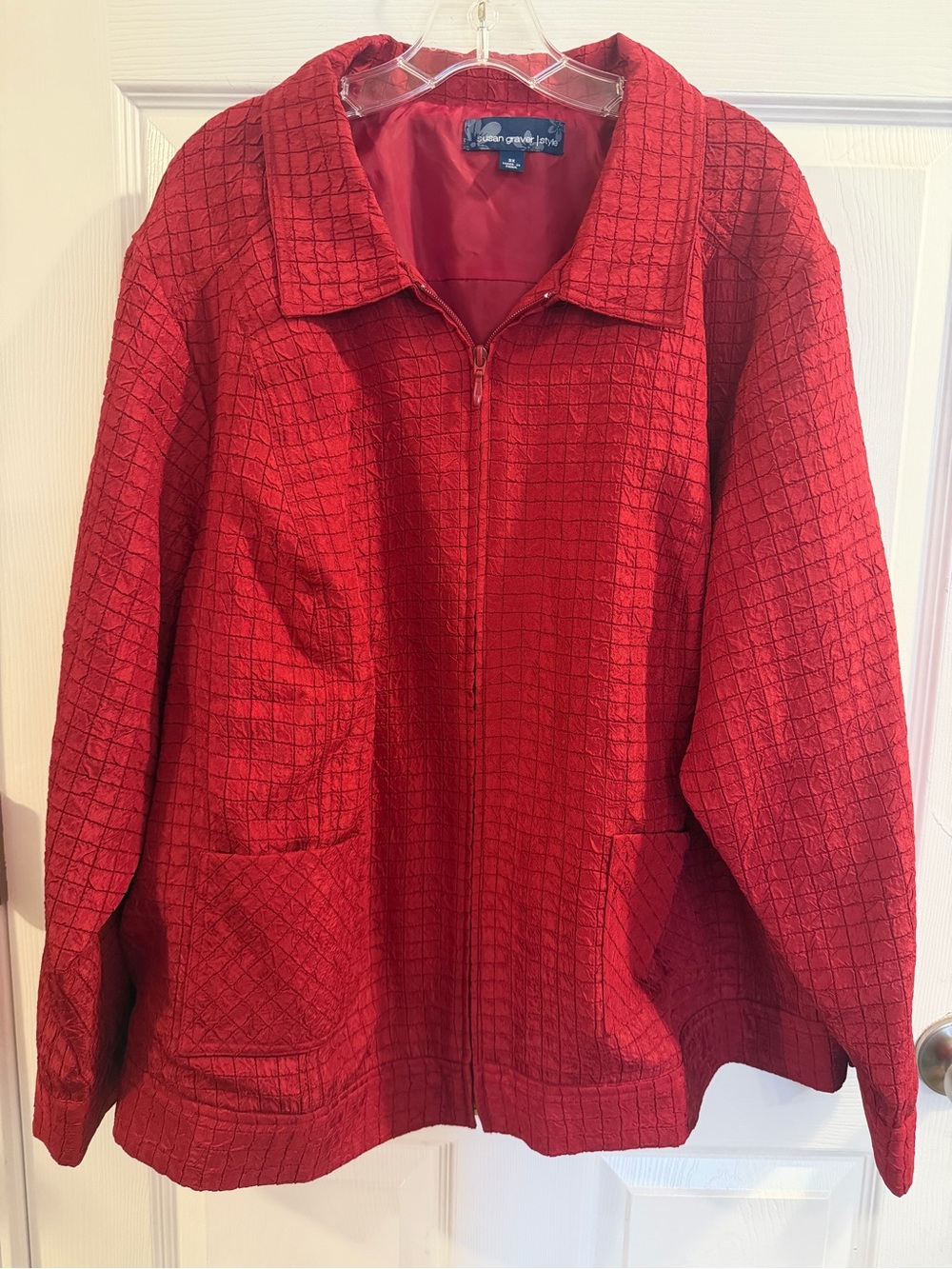 Susan Graver Style Red Zip-Up Jacket Size 3X